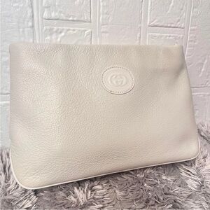 Gucci White Leather Clutch Bag